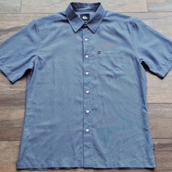 Quiksilver Blue & White Windowpane Plaid Short Sleeve Soft Modal Blend Shirt, S - Picture 3 of 13